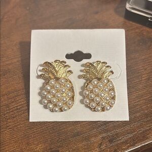 Gold and Pearl Pineapple Earrings